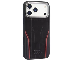 Dėklas Audi R8 iš natūralios odos su MagSafe, skirtas iPhone 17 Pro Max, juodos spalvos-red