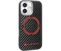 Dėklas Audi RSQ Carbon Fiber Sport Raudona Circle MagSafe, skirtas iPhone 17, juodos spalvos