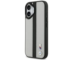 Dėklas Case BMW M Perforated Stripe Logo MagSafe iPhone 17 pilka