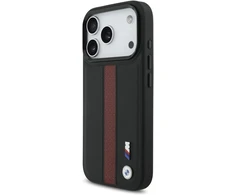Dėklas BMW M Perforated Stripe Logo MagSafe iPhone 17 Pro raudonas