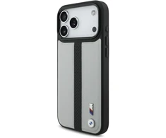 Dėklas BMW M Perforated Stripe Logo MagSafe iPhone 17 Pro Max pilkas