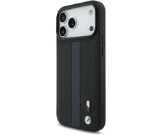 Dėklas BMW M perforuotas su juostelėmis ir logotipu MagSafe iPhone 17 Pro Max mėlynas