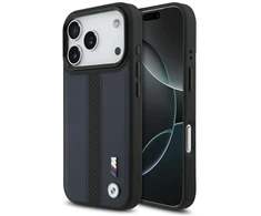 Dėklas BMW M Perforated Stripe Logo MagSafe iPhone 17 Pro, tamsiai mėlynas