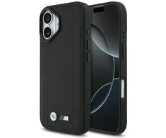 Dėklas BMW M Quilted Logo MagSafe iPhone 17 juodos spalvos