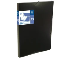 Dėklas dokumentams Viquel Standart, A3, 30mm, su gumelėmis, juodos spalvos