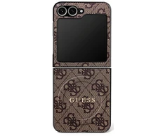Dėklas Guess 4G Classic MagSafe skirtas Samsung Galaxy Z Flip7 rudos spalvos