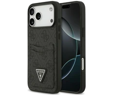 Dėklas Guess 4G Double Card Triangle, skirtas iPhone 18 Pro Max / 17 Pro Max, juodas
