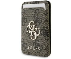 Dėklas „Guess 4G Metal Logo MagSafe Cardslot“ stovas su raudonomis spalvomis