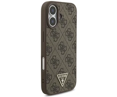 Originalus dėklas GUESS 4G Strap Triangle Logo MagSafe, skirtas iPhone 17, rudos spalvos