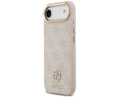 Original dėklas GUESS 4G Strass Logo & Big Strap Metal Mygtukai MagSafe skirtas Apple iPhone 17 Air pink