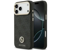 Dėklas Guess 4G Strass Logo MagSafe, skirtas iPhone 18 Pro Max / 17 Pro Max, juodas