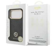 GUESS dėklas, skirtas IPHONE 17 Pro, suderinamas su MagSafe GUHMP17LP4GRMDEK (PU W/ 4G Strass Logo) juodas