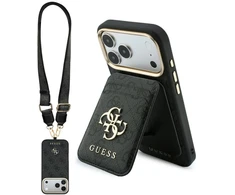 Dėklas Guess 4G su pinigine ir dirželiu Magsafe, skirtas iPhone 18 Pro / 17 Pro, rudas