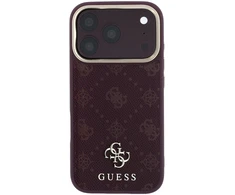 Dėklas Guess Peony 4G Small Logo MagSafe, skirtas iPhone 18 Pro Max / 17 Pro Max, bordo spalvos