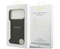 GUESS dėklas, skirtas IPHONE 17 Pro Max, suderinamas su MagSafe GUHMP17XPSAMSECK (PU W/ Peony Hot Stamp) juodas