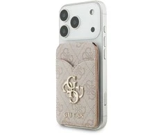 Dėklas Guess PU 4G Mirror MagSafe Cardslot Stand Rožinė