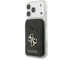 Dėklas „Guess PU 4G Mirror MagSafe“ kortelių lizdo stovas Juodas