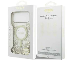 Dėklas Guess Resin Bottom Glitter MagSafe case for Apple iPhone 17 Pro Max auksinis