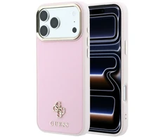 Dėklas Guess Saffiano Small 4G & Classic Logo MagSafe, skirtas iPhone 18 Pro / 17 Pro, rožinis