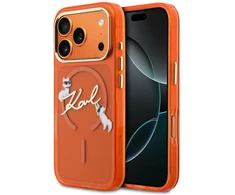 Dėklas Karl Lagerfeld IML Choupettes Karl Script Logo MagSafe Case for iPhone 17 Pro - Oranžinis