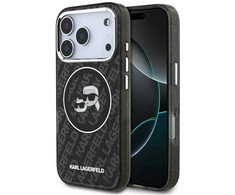 Karl Lagerfeld IML Glitter Karl &amp; Choupette Heads Logo MagSafe - dėklas skirtas Apple iPhone 17 Pro juodas