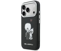 „Karl Lagerfeld“ „Karl &amp; Choupette“ logotipo „MagSafe“ dėklas, skirtas „iPhone 17 Pro“ – Juodas
