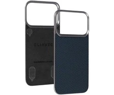 Dėklas Liavec Carbon Layer Magsafe Aramid Fiber Cover skirtas Apple iPhone 17 Pro Max mėlynas
