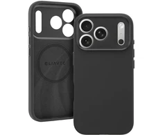 Liavec Silk Shield dėklas su metaliniu kameros rėmeliu, skirtas iPhone 18 Pro Max/17 Pro Max, juodas