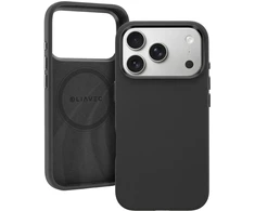 Liavec šilkinis dėklas su metaliniu kameros rėmeliu, skirtas Iphone 18 Pro/17 Pro, juodas