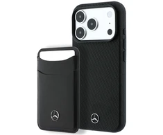 Dėklas Mercedes Grilis Pattern and Card Wallet Leather MagSafe, skirtas iPhone 18 Pro Max / 17 Pro Max, juodas