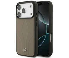 Dėklas Mercedes Leather The Move MagSafe iPhone 17 Pro rusvai pilkas