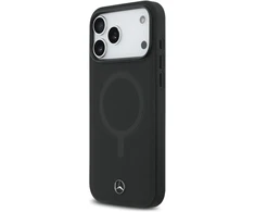 Mercedes Plain Smooth Leather MagSafe 17 Pro Max iPhone juodos spalvos dėklas