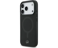 Mercedes Plain Smooth Leather MagSafe dėklas iPhone 17 Pro juodos spalvos