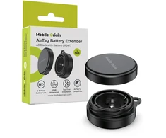 Dėklas Mobile Origin AirTag baterijos ilgintuvas A8, juodas, su CR2477 baterija