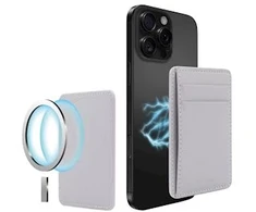 Dėklas Musthavz Vegan Leather Wallet MagSafe, platina pilkas