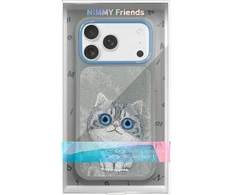 NIMMY dėklas BIG EYED PET 2.0 Cat, skirtas IPHONE 17 Pro, pilkas