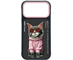 „Nimmy Glasses“ stilingas katino formos dėklas, skirtas „iPhone 17 Pro“ – juodas