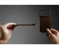 Dėklas Nomad Magnetic Leather Back, rustic rudos spalvos (Horween), Magsafe – iPhone 17 Pro