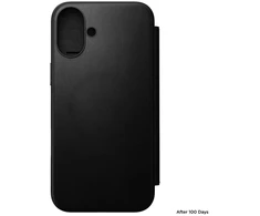 Dėklas Nomad Modern Leather Folio, juodas - iPhone 16 Plus