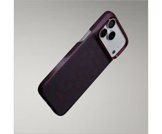 Dėklas PITAKA Edge Argyle MagSafe, skirtas iPhone 18 Pro / 17 Pro, mėlynas-raudonas