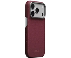 Dėklas PITAKA Edge Argyle MagSafe, skirtas iPhone 18 Pro / 17 Pro, bordo spalvos