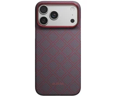 Dėklas PITAKA Edge Argyle MagSafe, skirtas iPhone 18 Pro Max / 17 Pro Max, mėlynas-raudonas