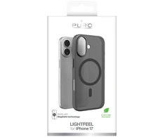 Puro „Lightfeel“ dėklas, skirtas „iPhone 17“, suderinamas su „MagSafe“ – skaidrus ir juodas