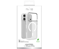 Puro „Lightfeel“ „iPhone 17 Pro“ dėklas, suderinamas su „MagSafe“ – skaidrus ir baltas