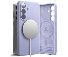 Dėklas „Ringke“ silikoninis magnetinis „MagSafe“ „Samsung Galaxy S26“ levandų spalvos
