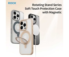 Dėklas Rock Rotating Stand Soft Touch Series Magnetic Apple iPhone 16 Pro Max aukso spalvos