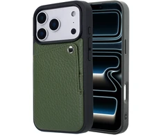 Dėklas Selencia Riva galinis dangtelis su kortelių dėklu, skirtas iPhone 17 Pro Max – šalavijo žalumo