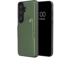 Dėklas Selencia Riva galinis dangtelis su kortelių dėklu, skirtas Samsung Galaxy S26 Plus – šalavijo žalia
