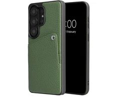 Dėklas Selencia Riva nugarėlė su kortelių dėklu, skirta Samsung Galaxy S26 Ultra – šalavijo žalia