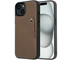 Dėklas Selencia Riva nugarėlė su kortelių dėklu, skirta iPhone 15 – Mocha Brown
